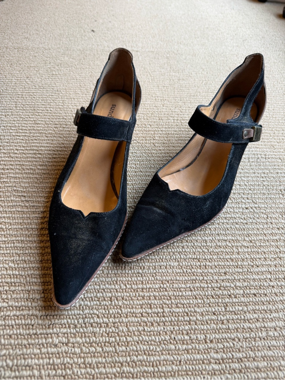 Sundance Brown Suede Pointed Mary Jane Heels